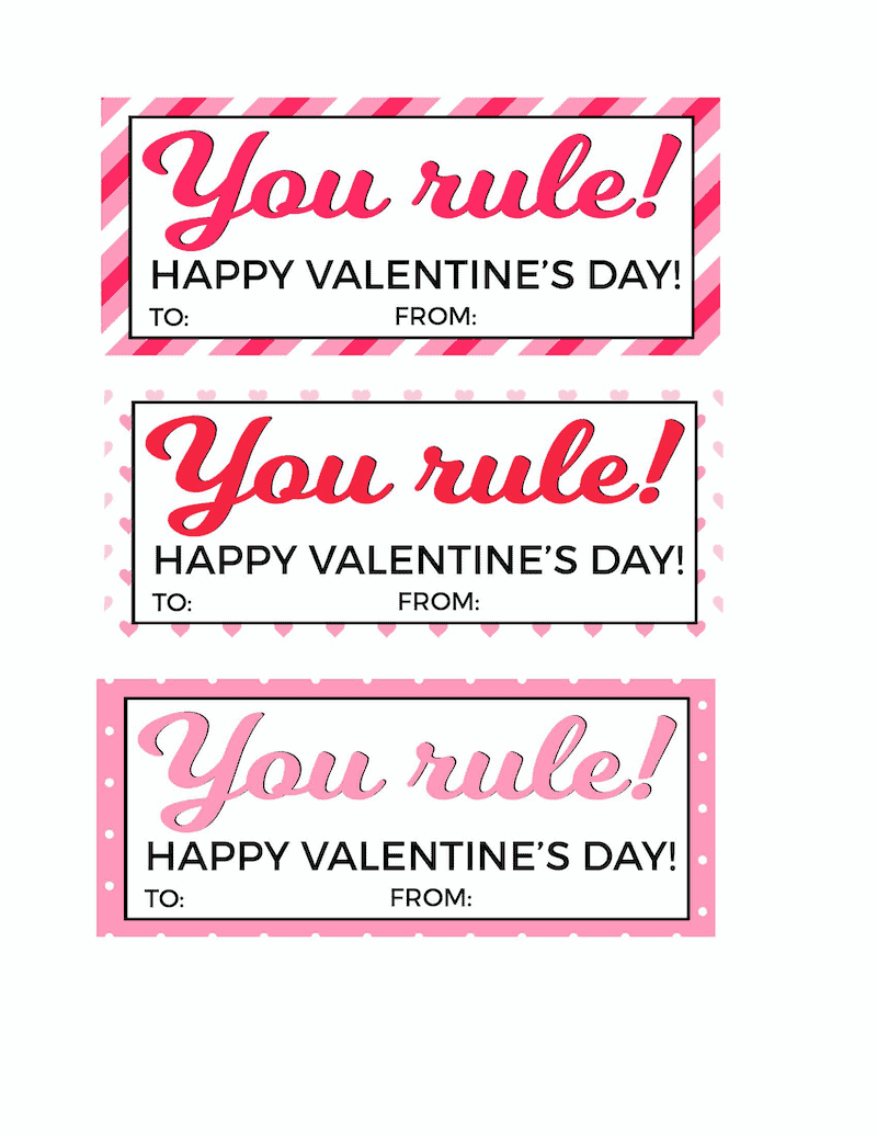 printable ruler valentines cards