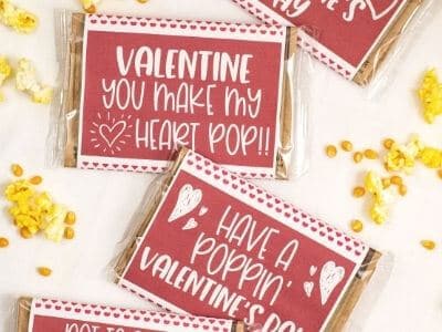 Microwave Popcorn Valentines with FREE Printable Valentines