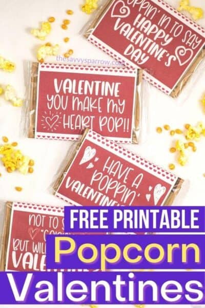 Microwave Popcorn Valentines with FREE Printable Valentines