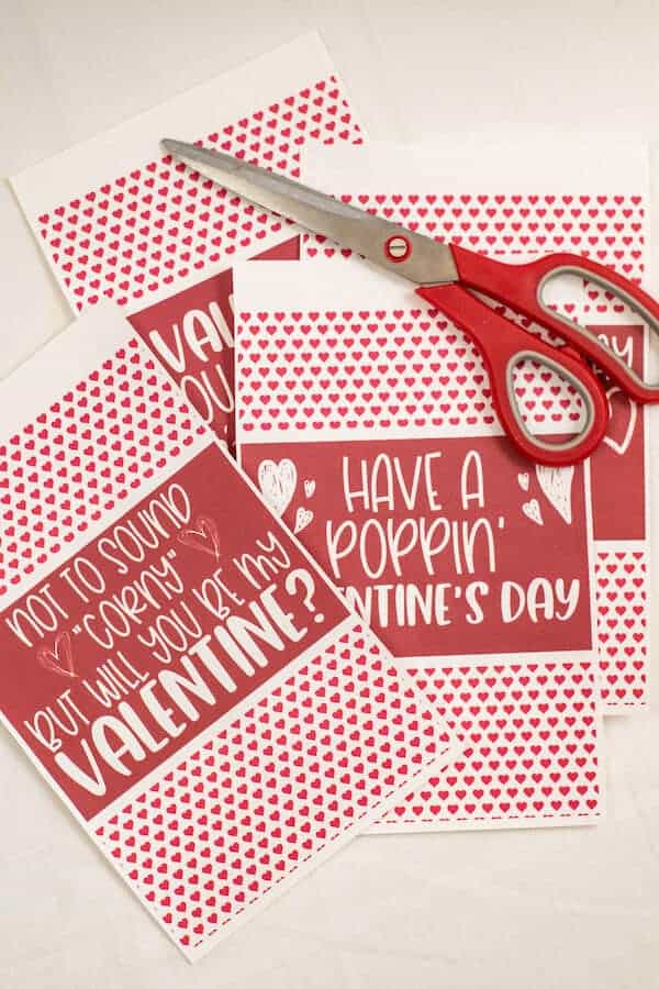 printable popcorn valentines cut out