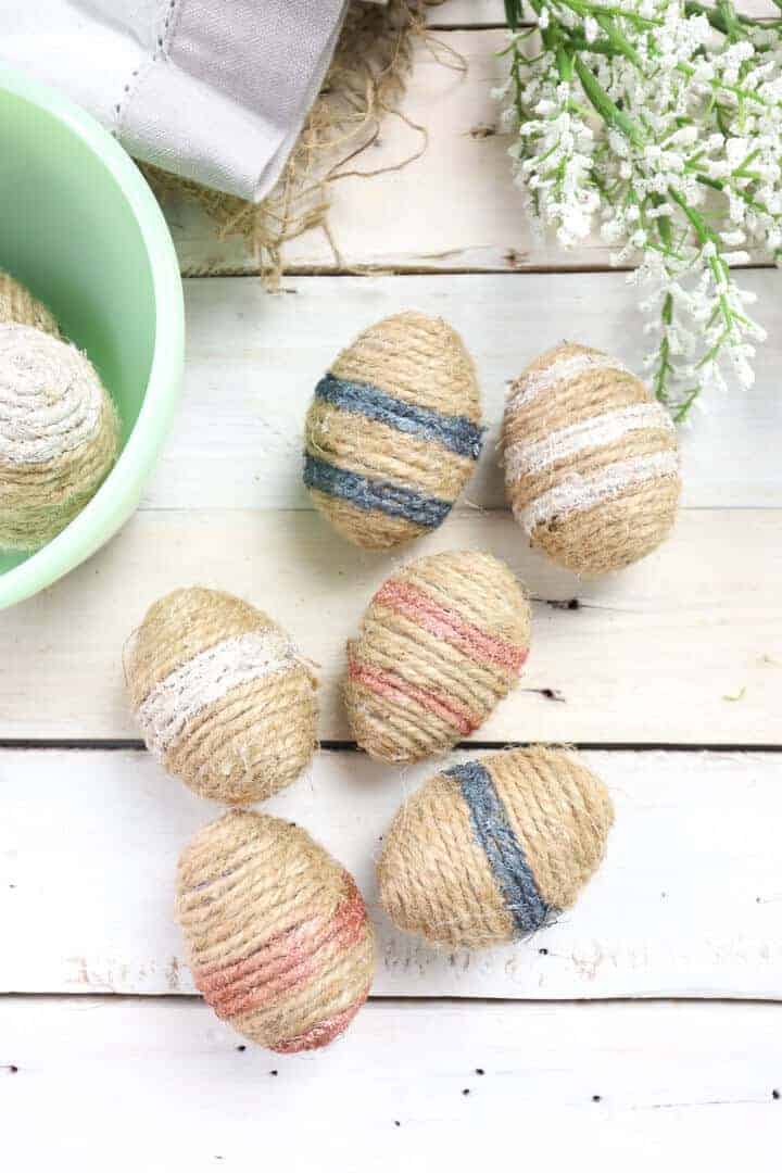 twine wrapped easter eggs