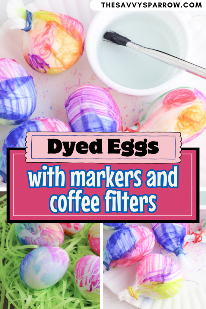 Easter eggs dyed with markers and coffee filters