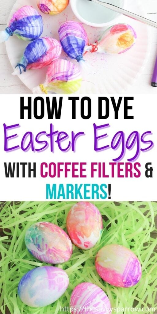collage showing how to dye easter eggs with markers