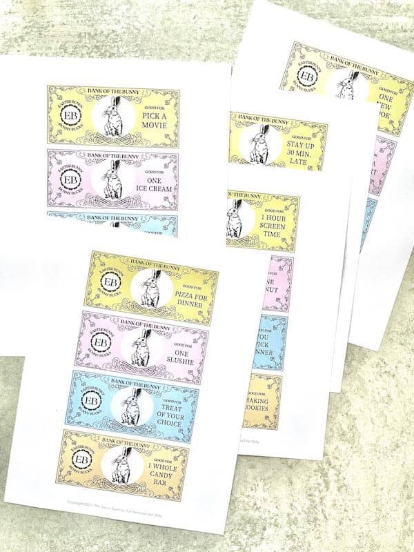 printable easter bunny money