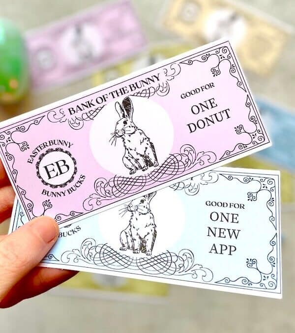 Easter bunny money for one donut and one new app