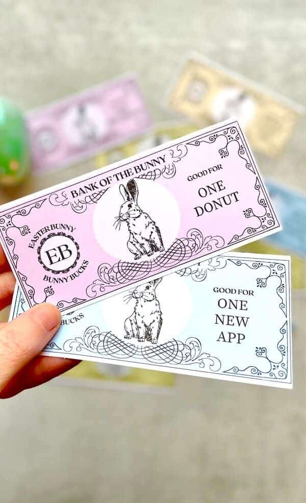 Easter bunny money for one donut and one new app