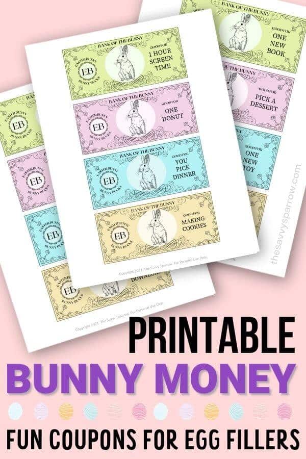 printable Easter bunny money coupons