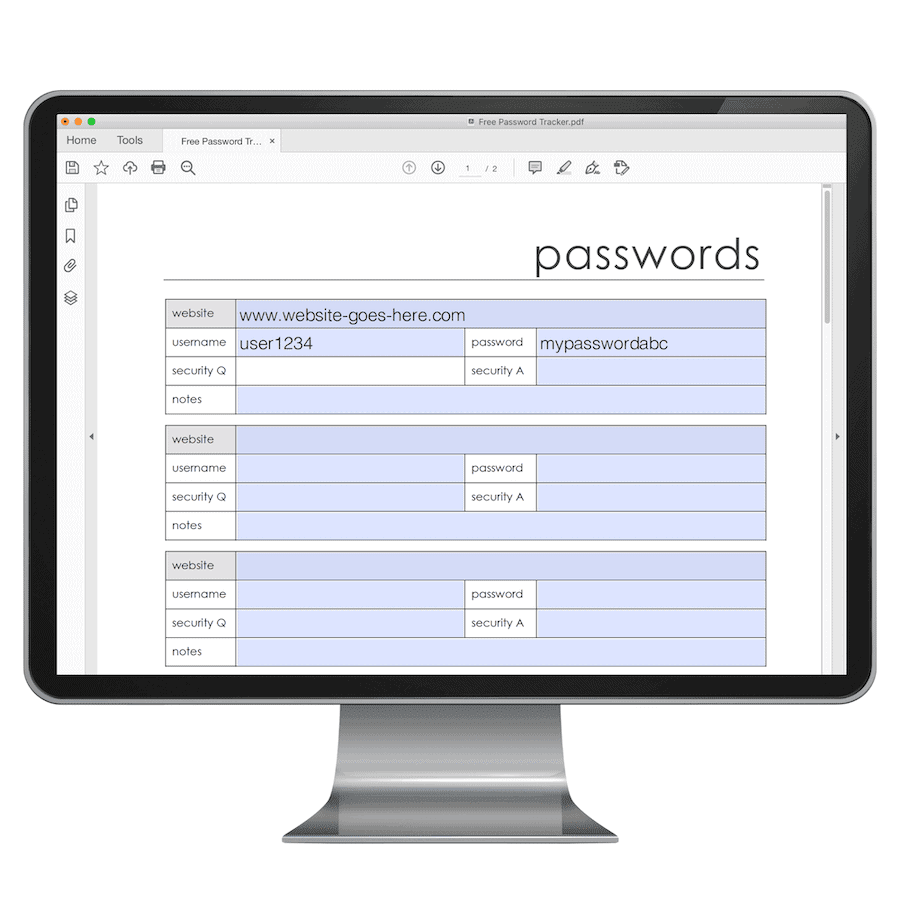 password tracker on a computer being typed in