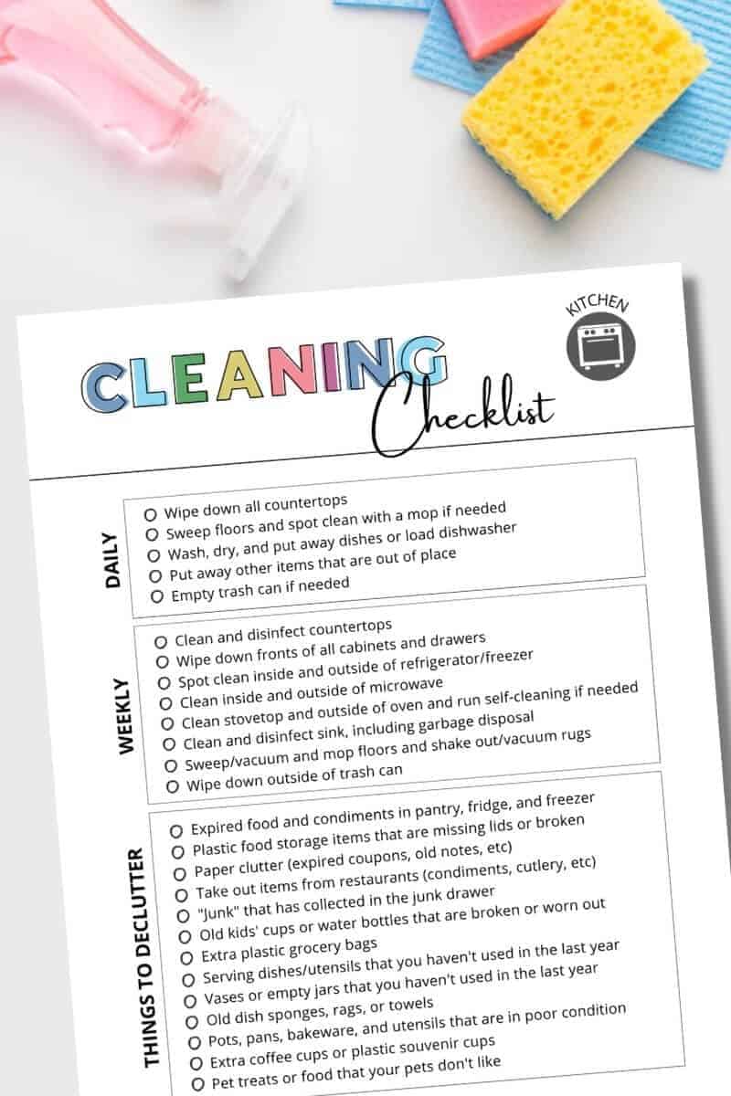 printable cleaning checklist for the kitchen