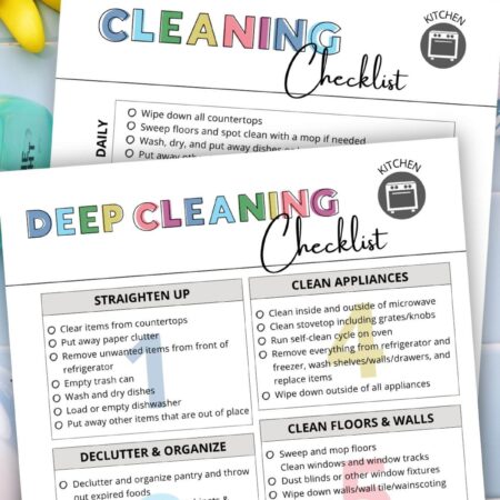 kitchen cleaning checklists for weekly cleaning and deep cleaning