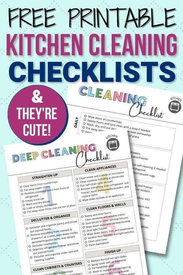 kitchen cleaning checklists printable