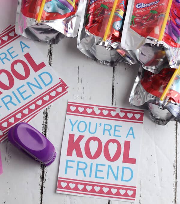 free printable valentines that say "You're a Kool Friend"