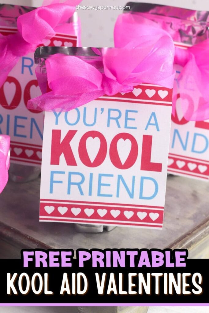 free printable Kool Aid valentines on a Kool Aid jammers juice pouch