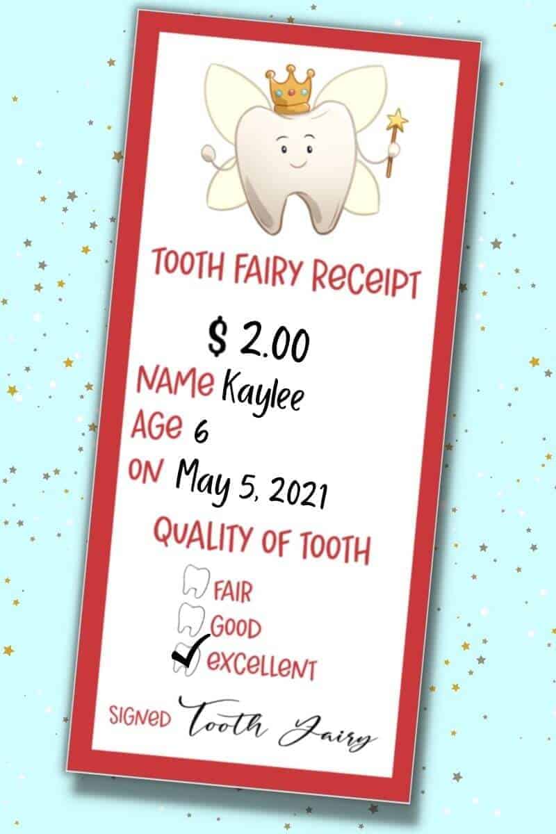 Printable Tooth fairy Pretend Money