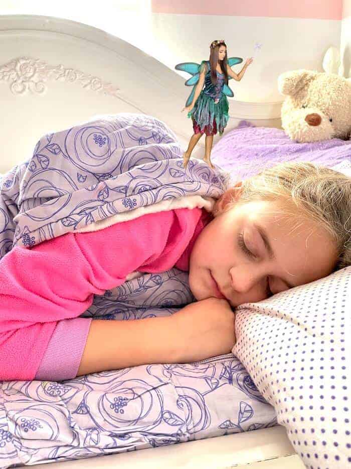 tooth fairy image with little girl sleeping