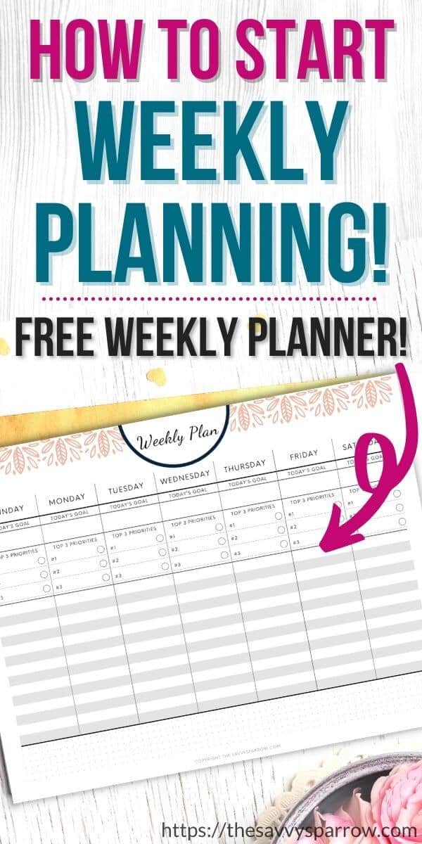 printable weekly plan checklist with text overlay that says how to start weekly planning