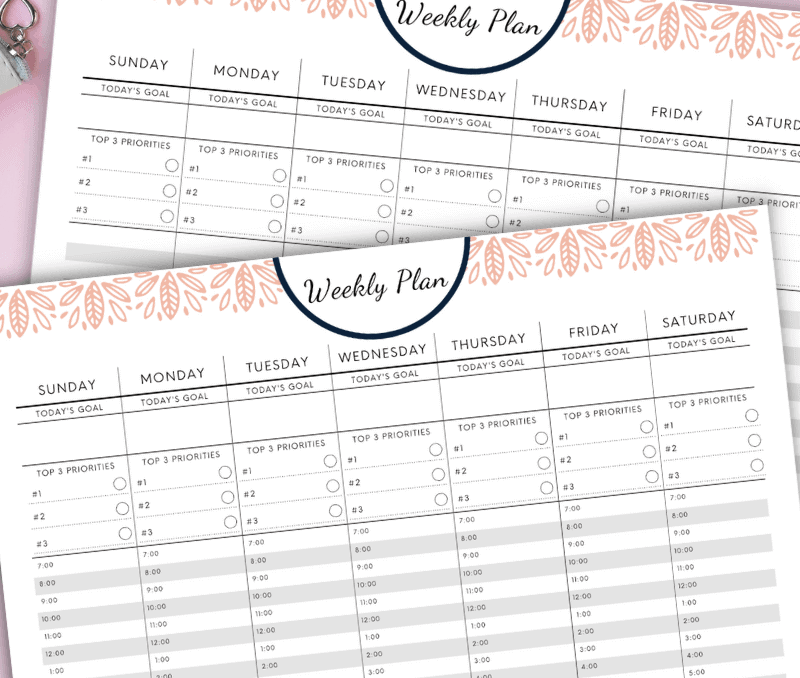 free printable weekly plan template