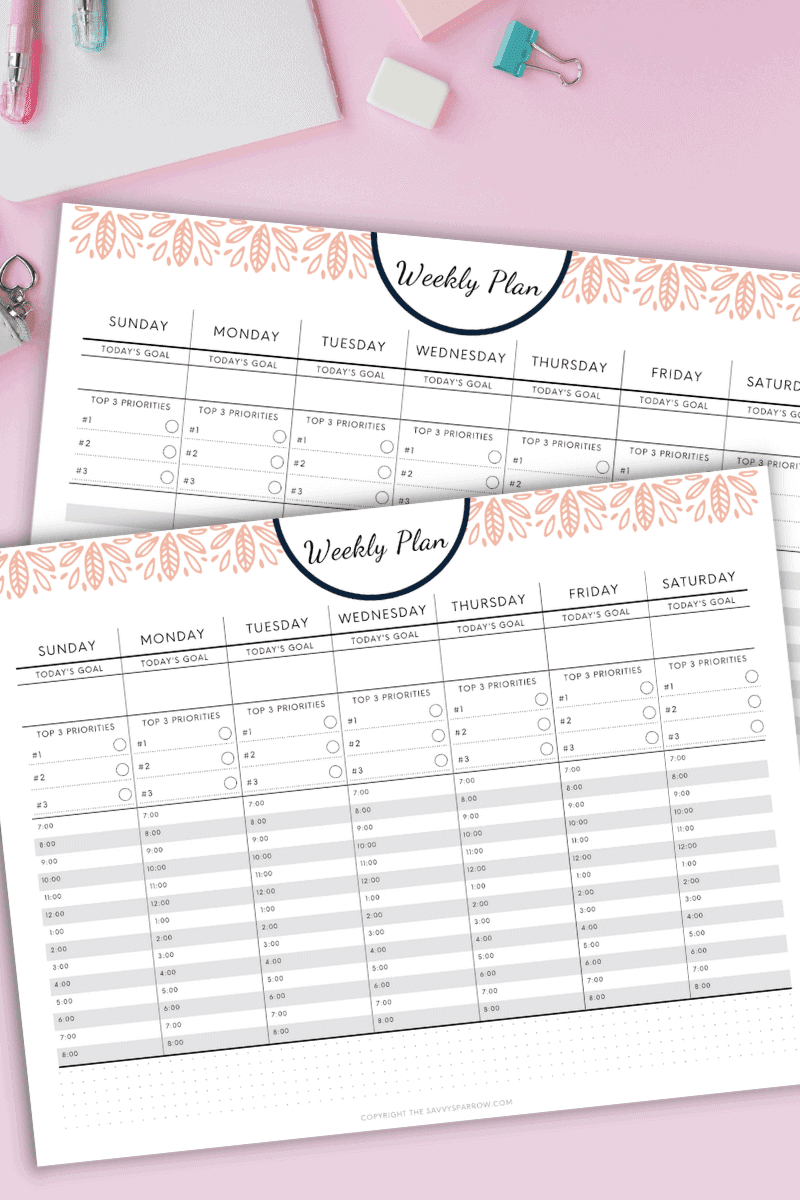 free printable weekly plan template