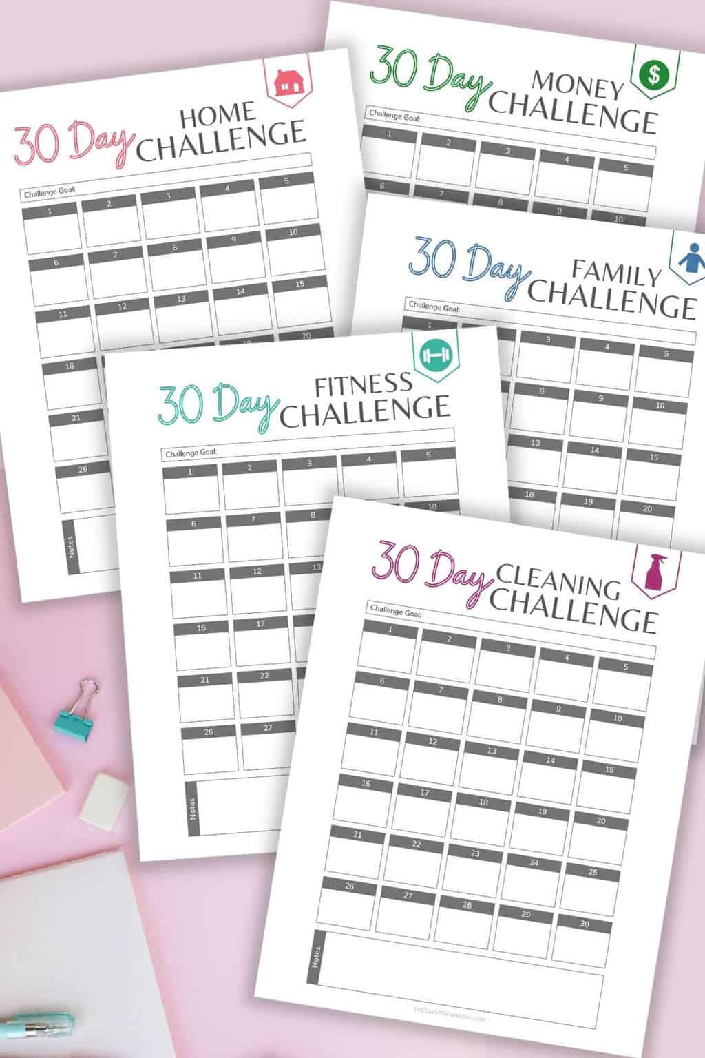 30 day challenge worksheets