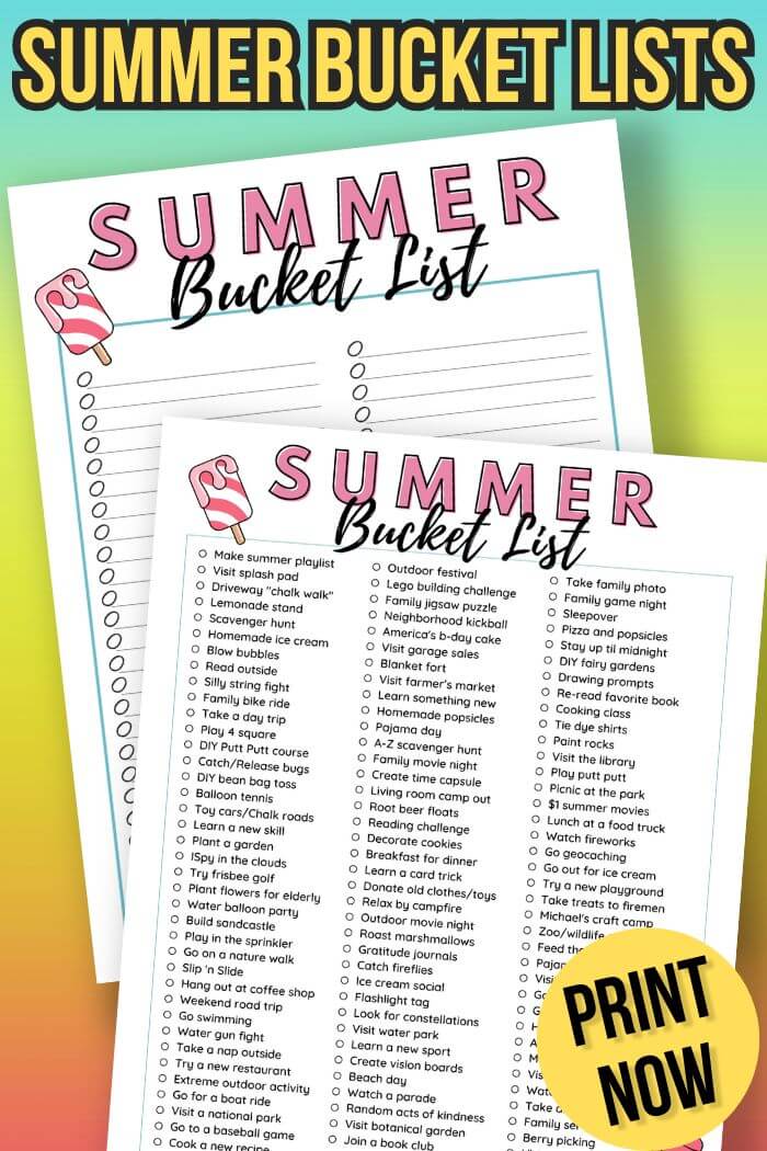 140 Summer Bucket List Ideas (and Free Bucket List Template)