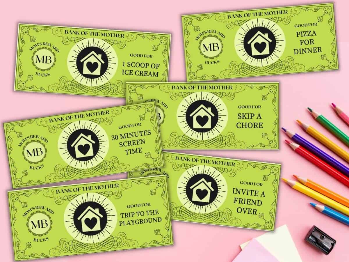 mom bucks awesome printable reward coupons for kids