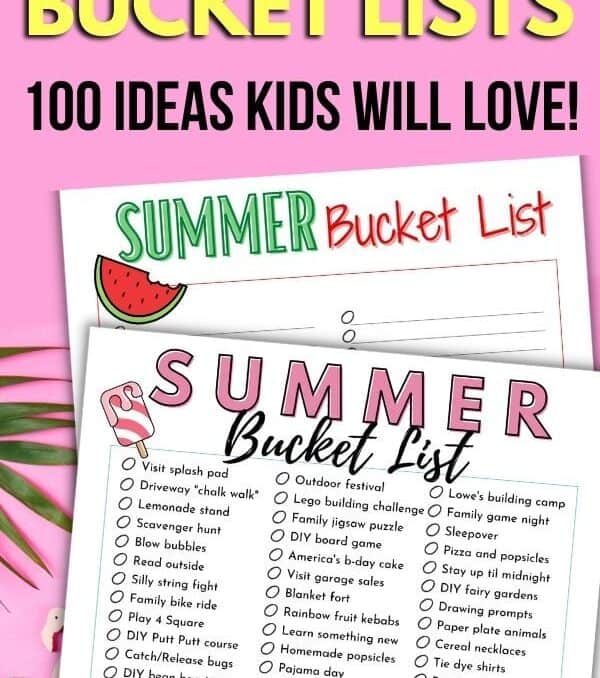 free printable summer bucket lists