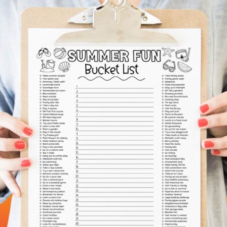 summer bucket list ideas on a free printable