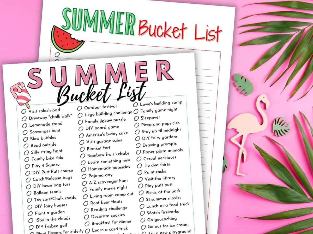 Free Summer Bucket List for Teens Printable Checklist