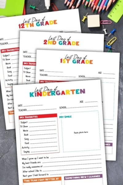 Last Day of School Printables - For Pre-K through High School!