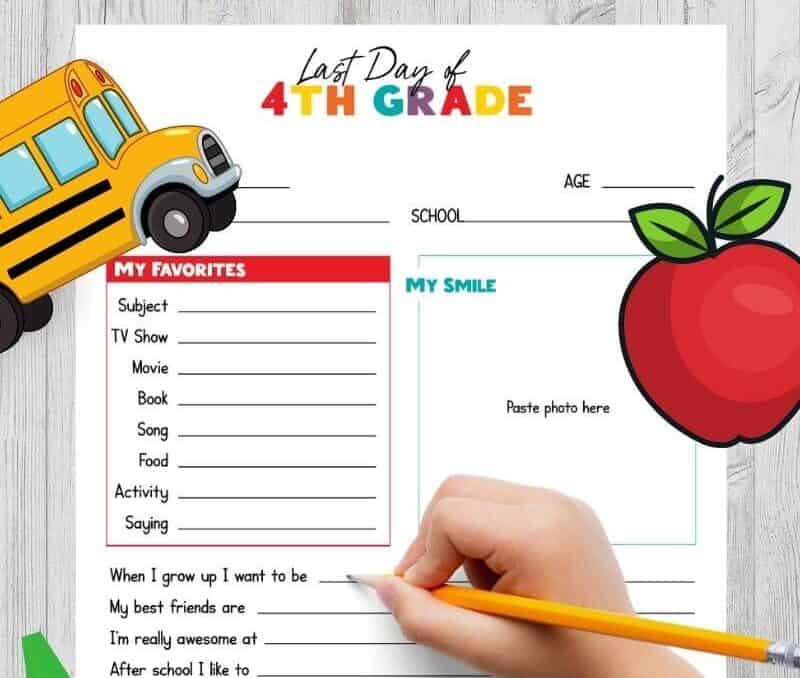 printable all about me worksheet for last day of school