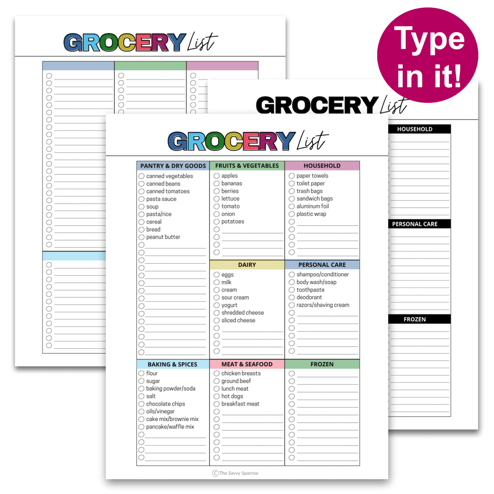 build a master grocery list with this printable template