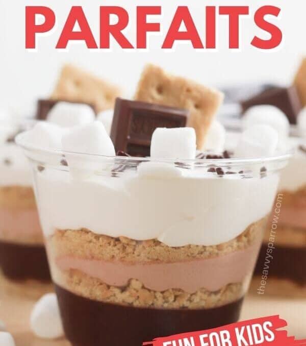 pudding dessert cups with text that says s'mores pudding parfaits