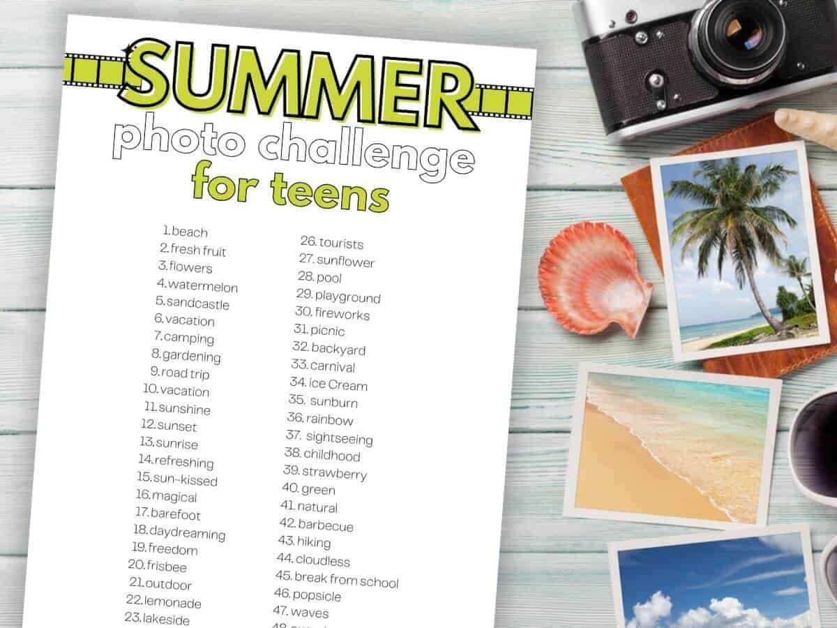 printable summer photo challenge for teens