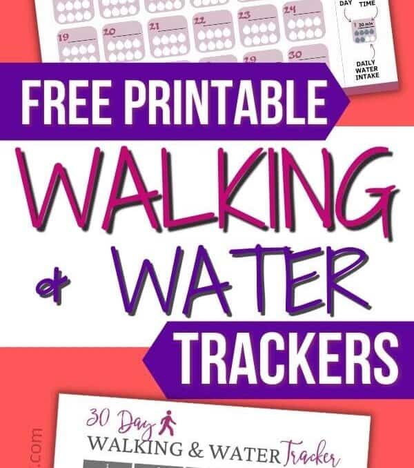 mockup of 2 walking and water tracker printables