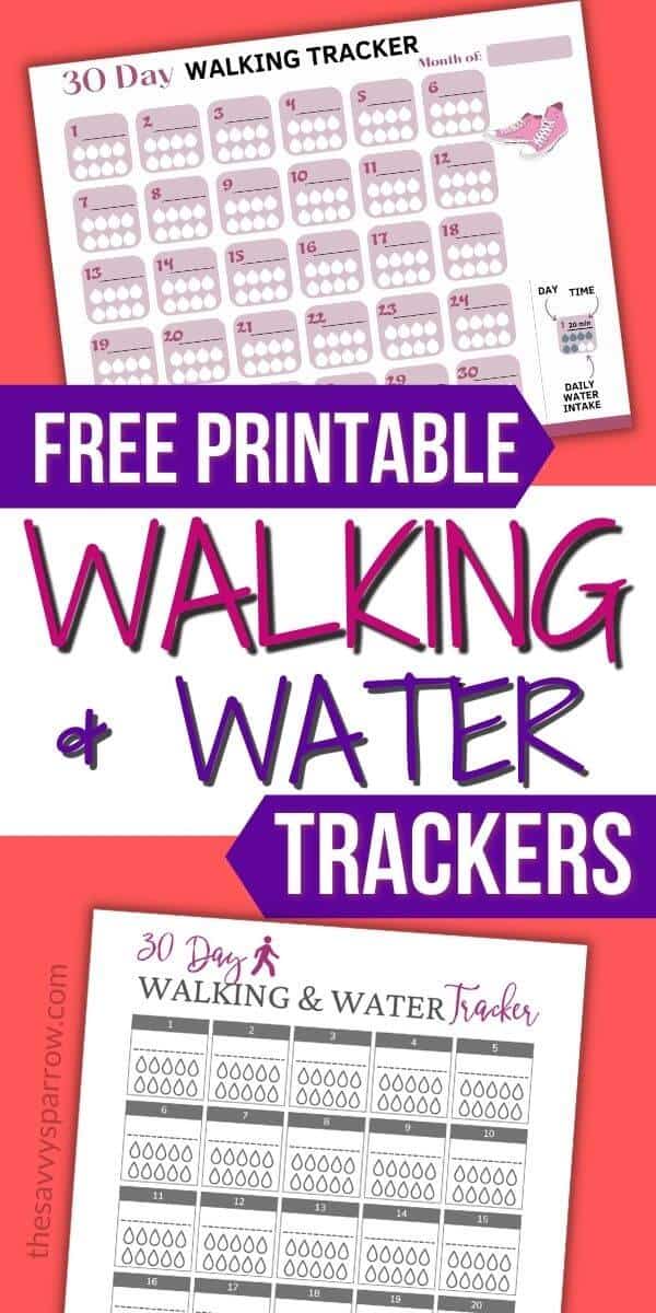 mockup of 2 walking and water tracker printables