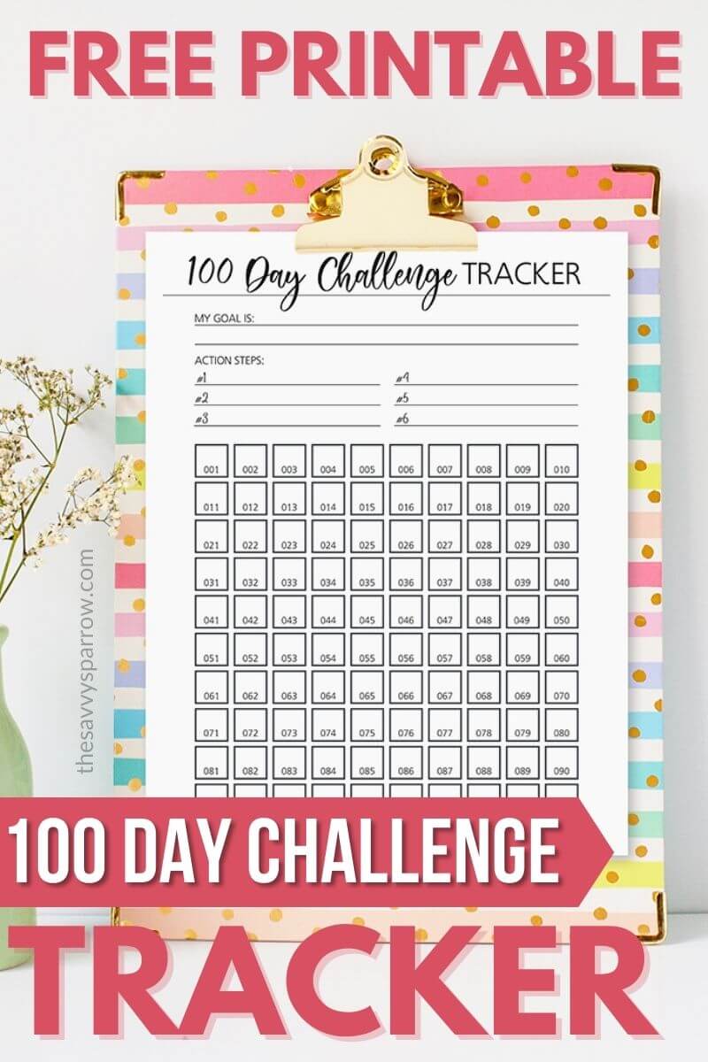 Free Printable 100 Day Challenge Tracker (Great for Big Goals!)