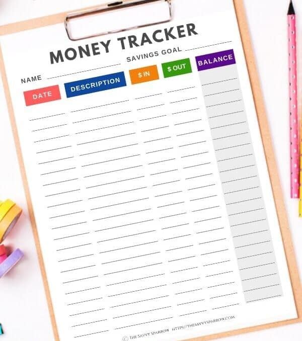 printable allowance tracker worksheet