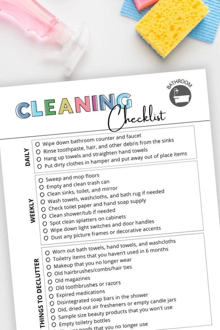 Bathroom Cleaning Checklists For Daily, Weekly, and Deep Cleaning!