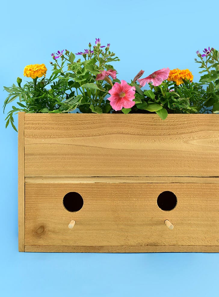 DIY wood planter and birdhouse in one