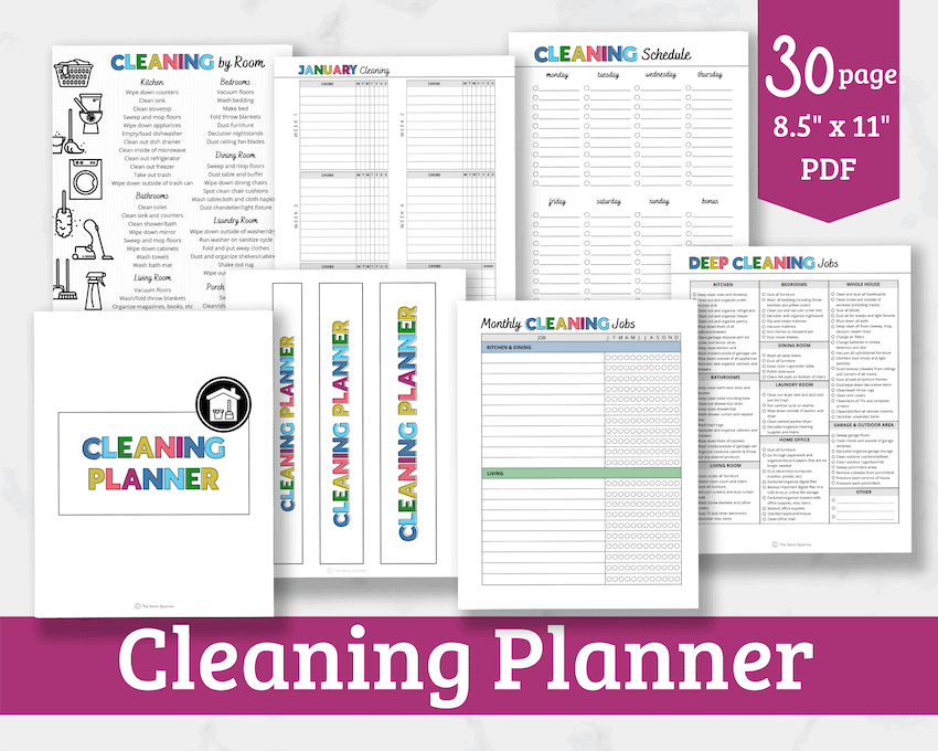 mockup of printable cleaning planner