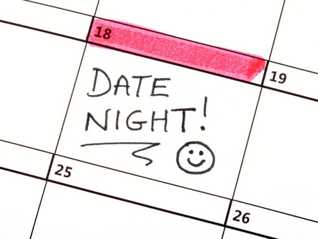 date night written on a calendar