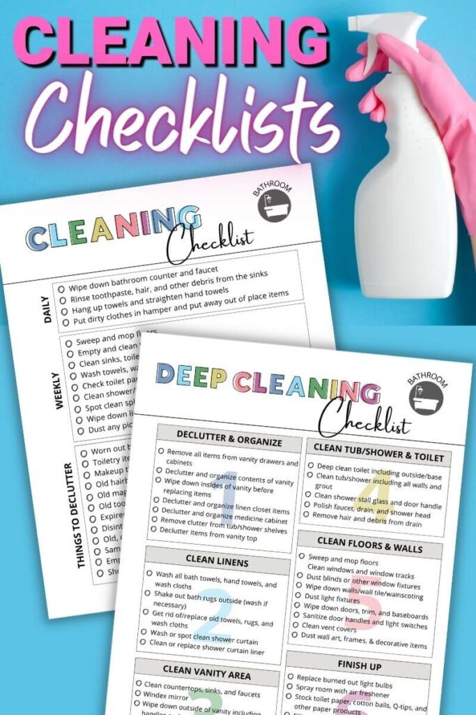 free printable cleaning checklists for the bathroom