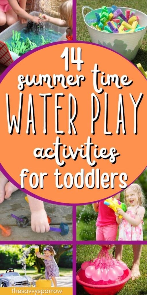 collage of pictures showing water play ideas for toddlers