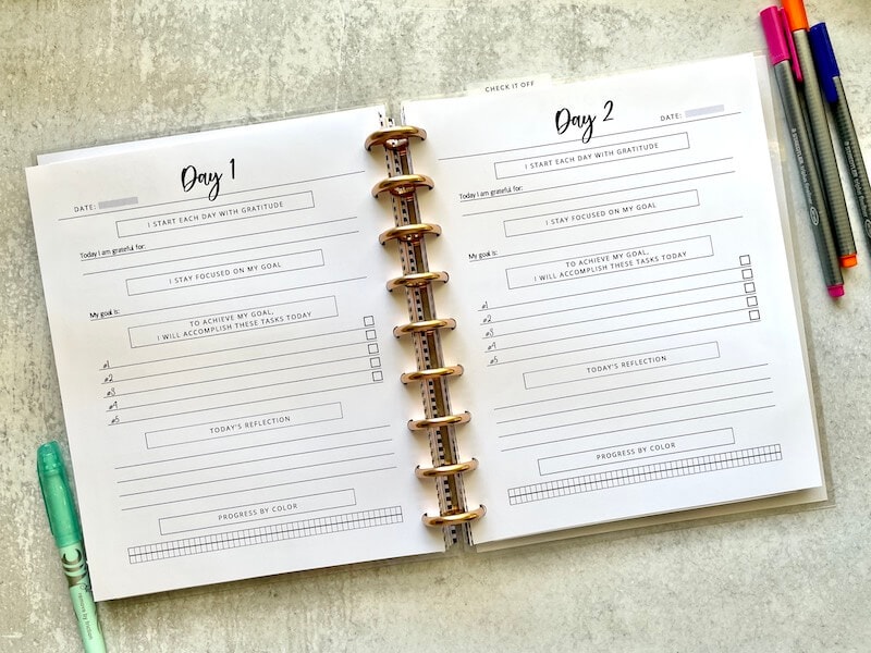 100 day goal journal printable pages
