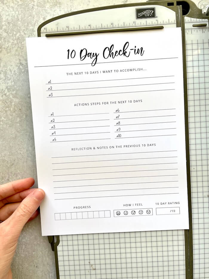 10 day check in goal setting worksheet