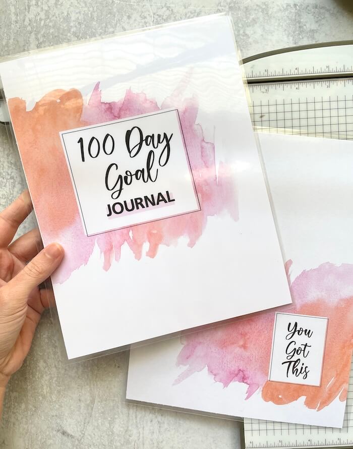 printable front and back covers of the 100 day goal journal