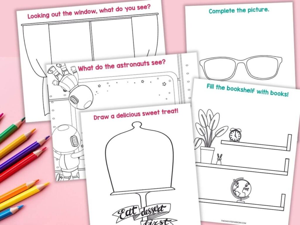 printable finish the picture drawing worksheets for kids