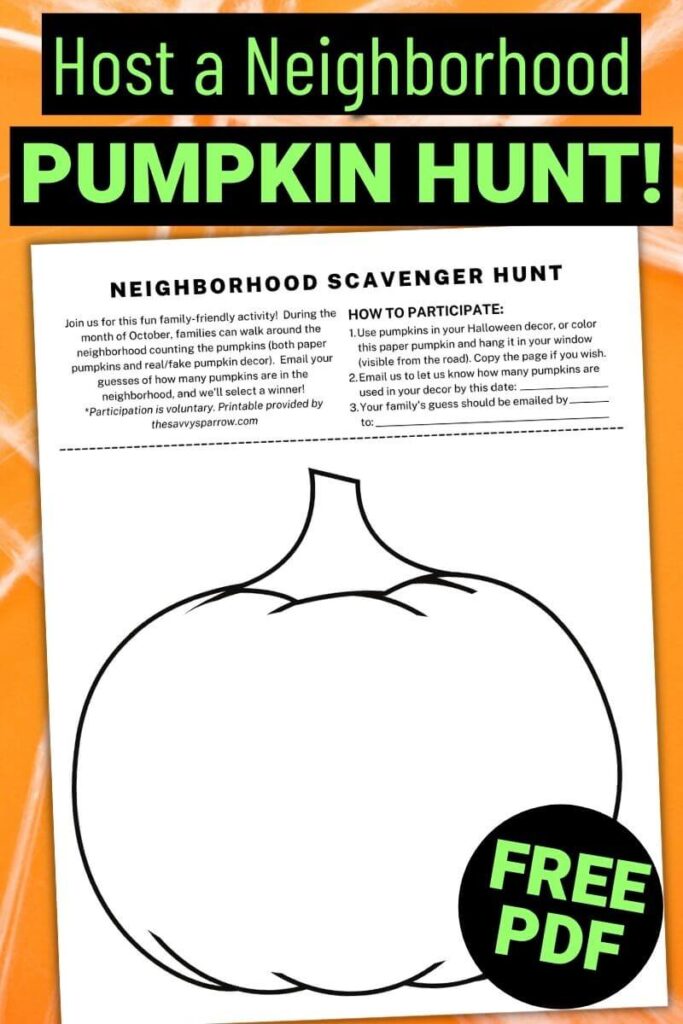 free printable neighborhood pumpkin hunt PDF