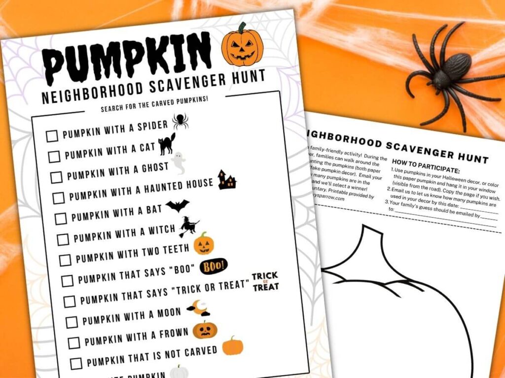 printable pumpkin scavenger hunt checklists