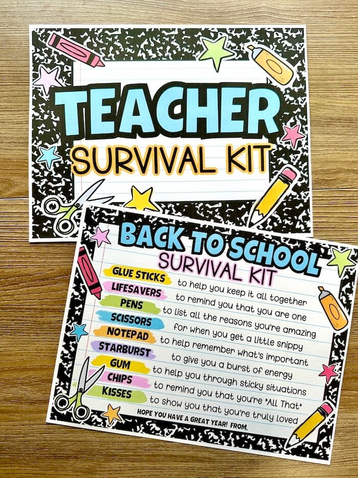 printable signs to make a DIY teacher survival kit